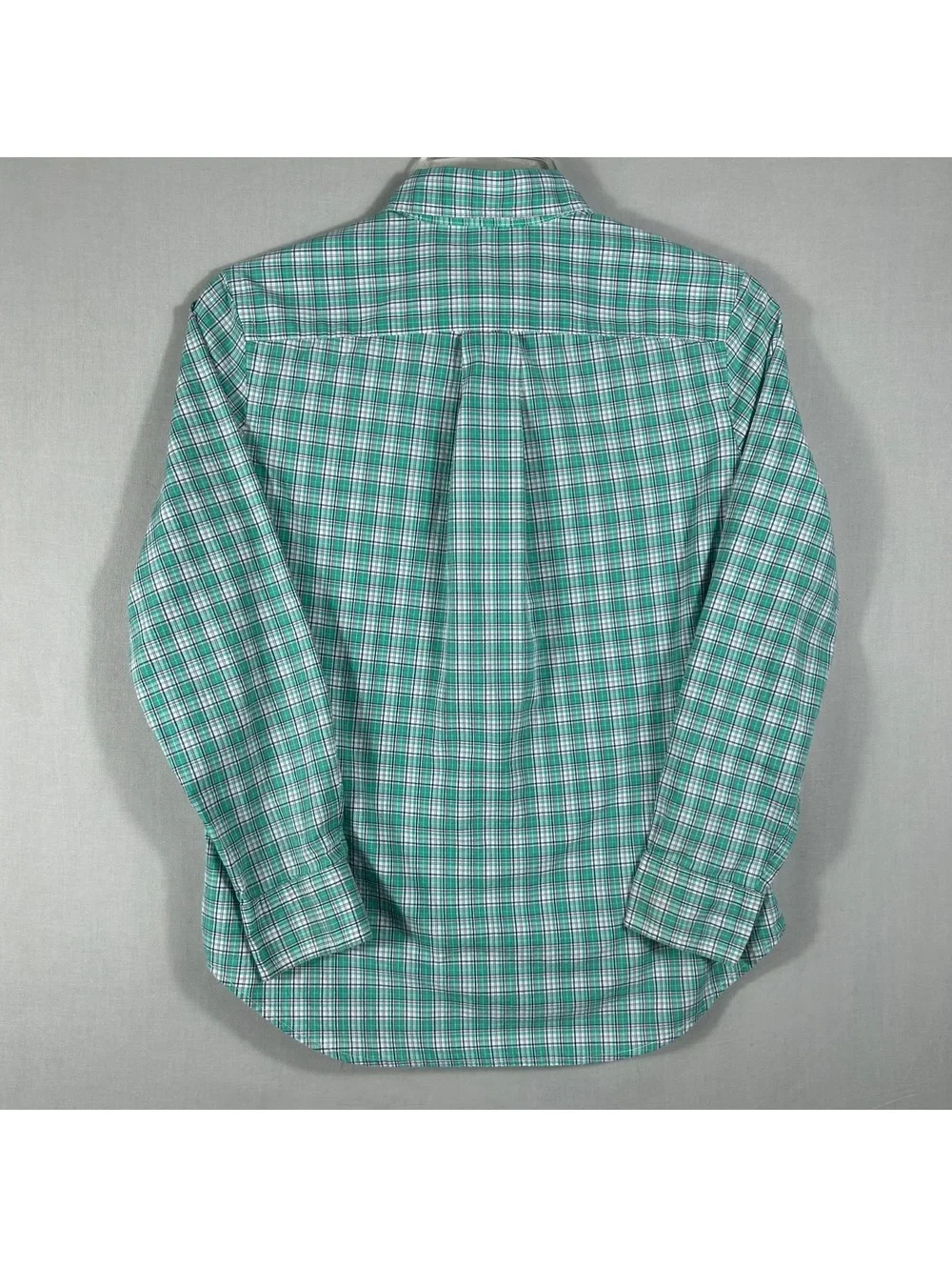 Polo Ralph Lauren Boys Shirt M 10-12 Plaid Button Down L. Sleeve Green/Blue/Pink